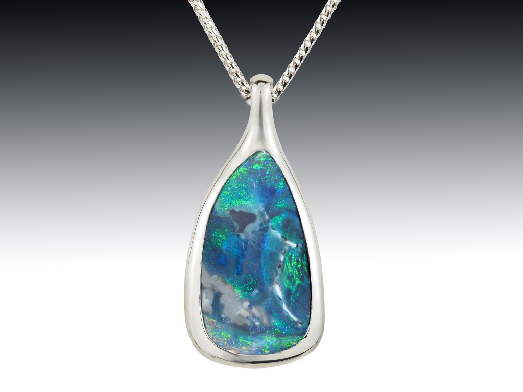 Black Opal And White Gold Pendant