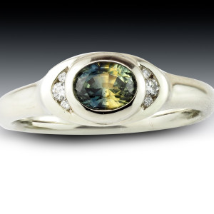 Green Sapphire And Diamond Bezel Ring 11 Green Sapphire And Diamond Bezel Ring