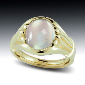 Rainbow Moonstone Cabochon Ring 12 Rainbow Moonstone Cabochon Ring