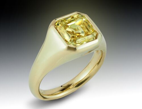 Yellow Asscher Cut Diamond Ring