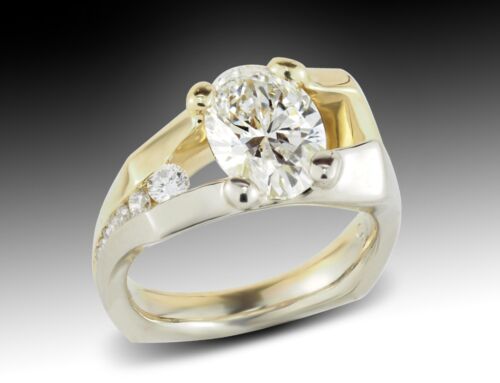 Yellow and White Split Diamond Ring