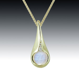 Carved Moonstone Curved Drop Pendant 2 Carved Moonstone Curved Drop Pendant