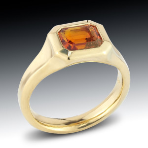 Orange Sapphire Mens Ring
