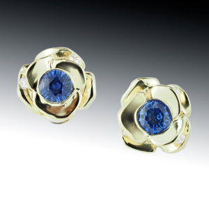 Sapphire Flower Stud Earrings