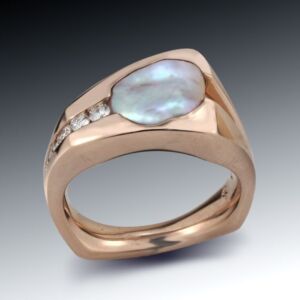 Pearl Rose Gold Wedge Ring 8 Pearl Rose Gold Wedge Ring