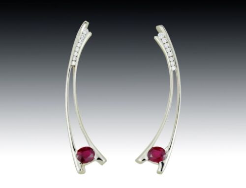 Ruby and Diamond Arc Earrings