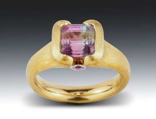 Watermelon Tourmaline 22K Ring