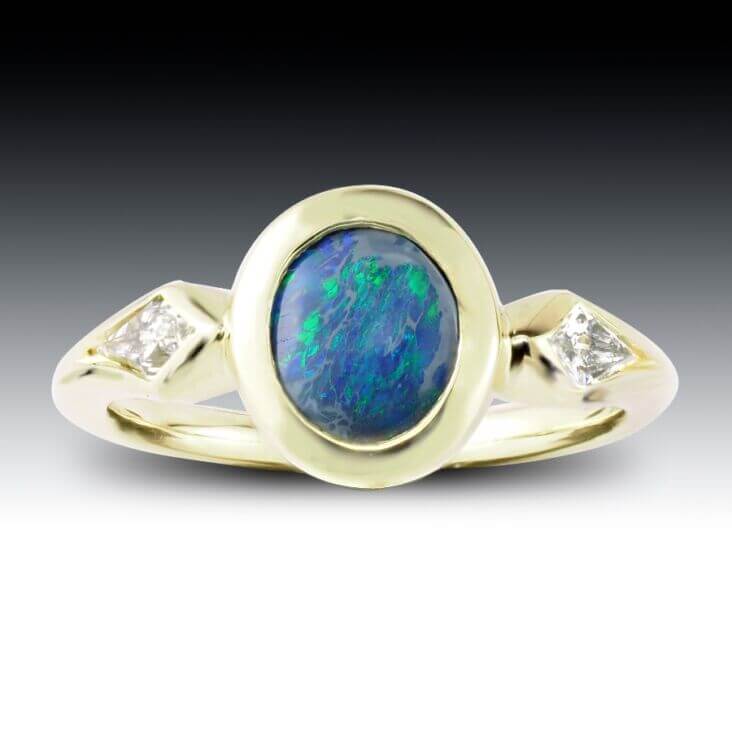 Black Opal And Kite Diamond Ring 2 Black Opal And Diamond Kite Ring