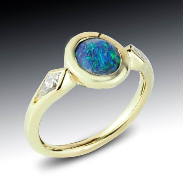 Black Opal And Kite Diamond Ring 1 Black Opal And Kite Diamond Ring