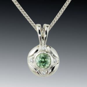 Mint Garnet And Diamond Pendant
