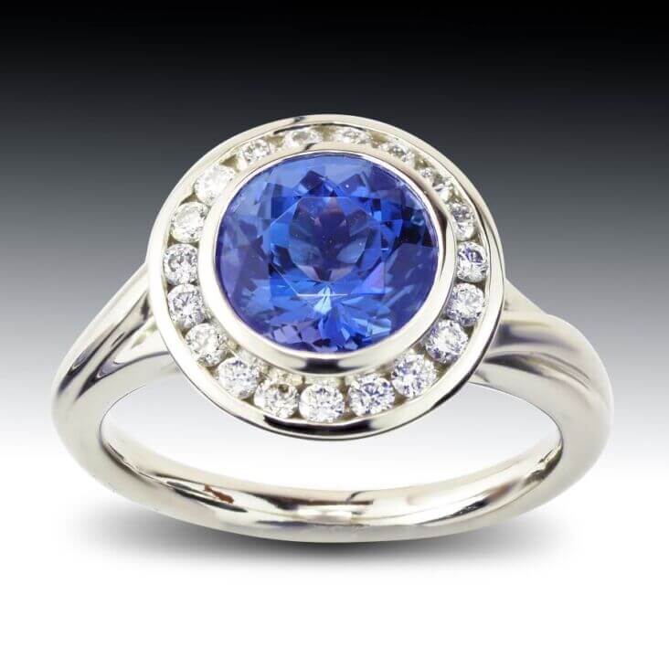 Tanzanite And Diamond Halo Ring 1 Tanzanite And Diamond Halo Ring
