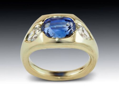 Sapphire and Diamond Teardrop Ring