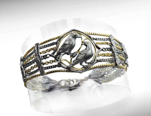 Silver and Gold Crow Bracelet