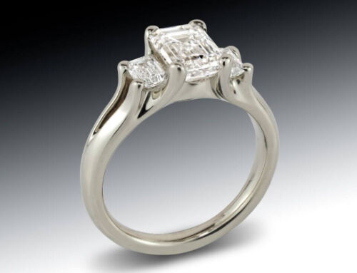 Three Stone Emerald Cut Diamond Ring