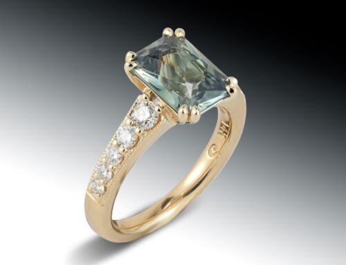 Green Sapphire and Diamond Ring