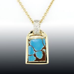 Turquoise And Pave Diamond Pendant