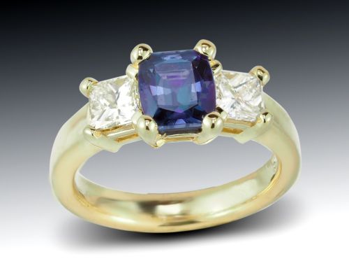 Alexandrite and Diamond Engagement Ring