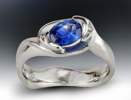Sapphire Swirling Platinum Ring