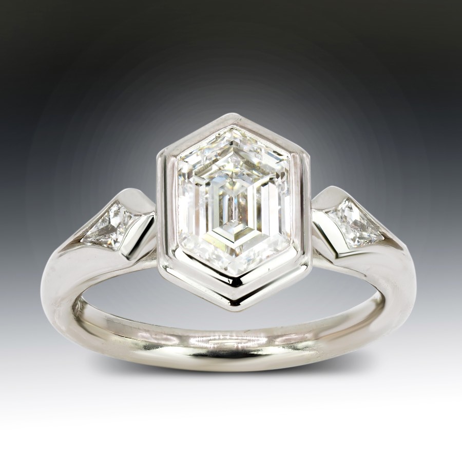 Diamond Hexagon Engagement Ring 1 Diamond Hexagon Engagement Ring