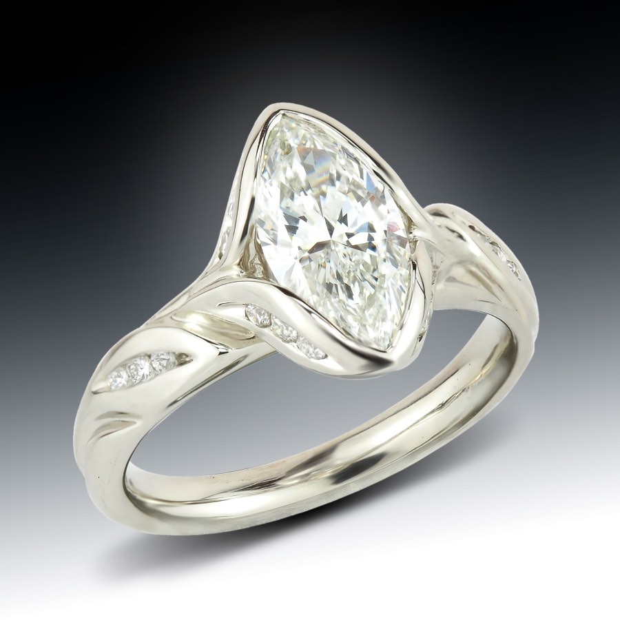Marquise Diamond Custom Leaf Engagement Ring Marquise Diamond Custom Leaf Engagement Ring