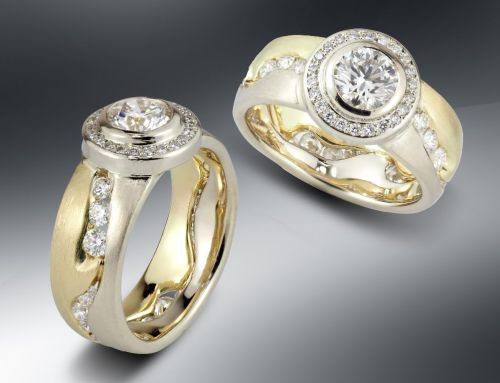 Two Tone Diamond Halo Ring