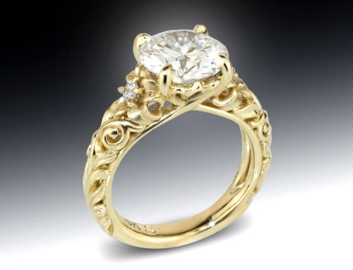 Custom Filigree Diamond Engagement Ring