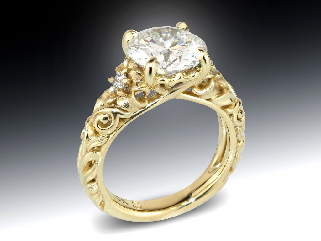 Custom Filigree Diamond Engagement Ring