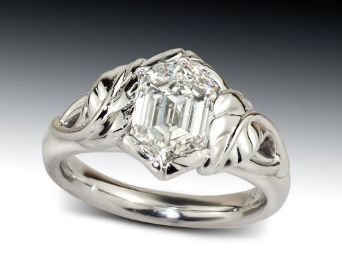 Hexagon Diamond Leafy Engagement Ring