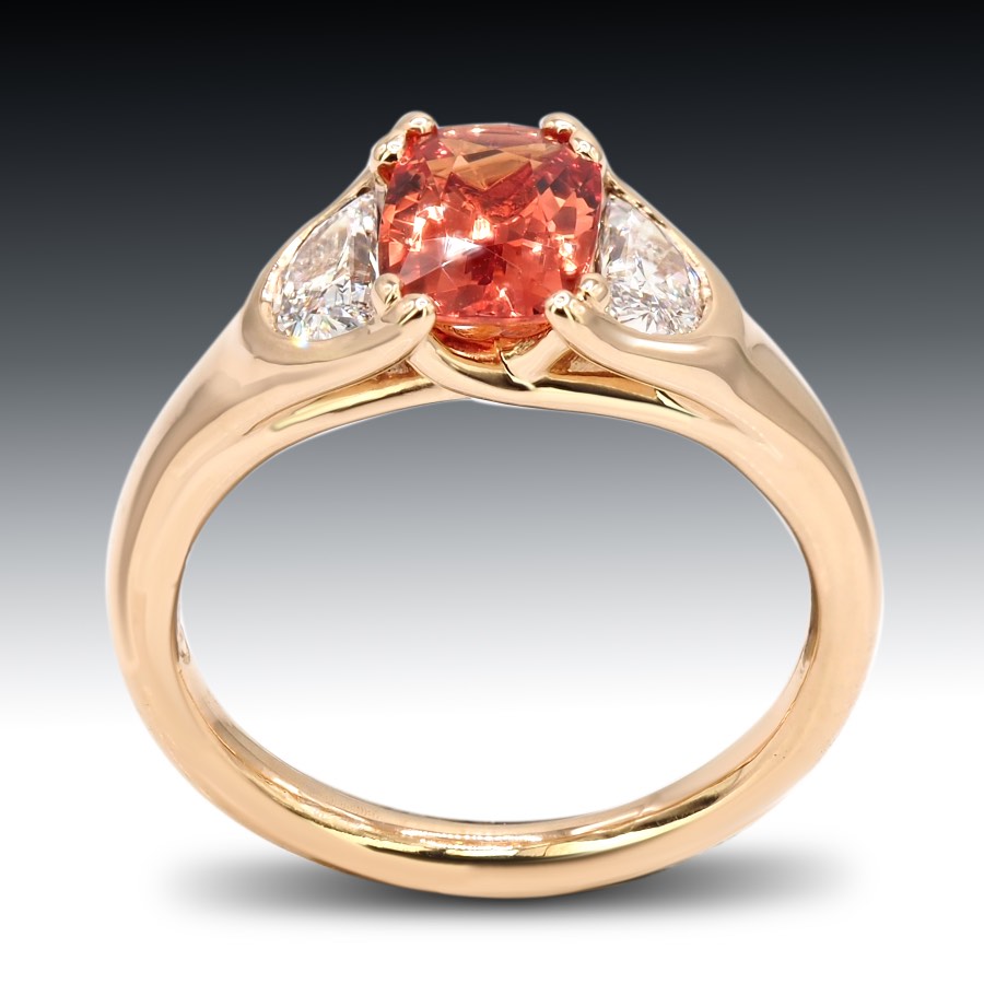 Peach Sapphire And Diamond Ring 1 Peach Sapphire And Diamond Ring