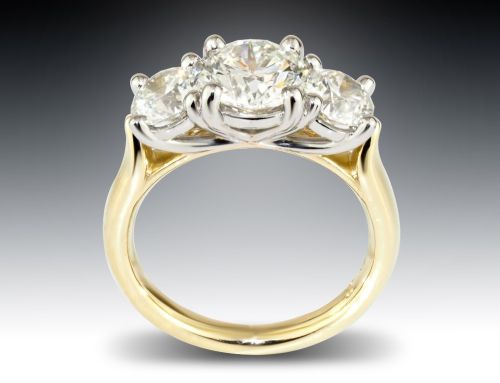 Triple Diamond Two tone Engagement Ring