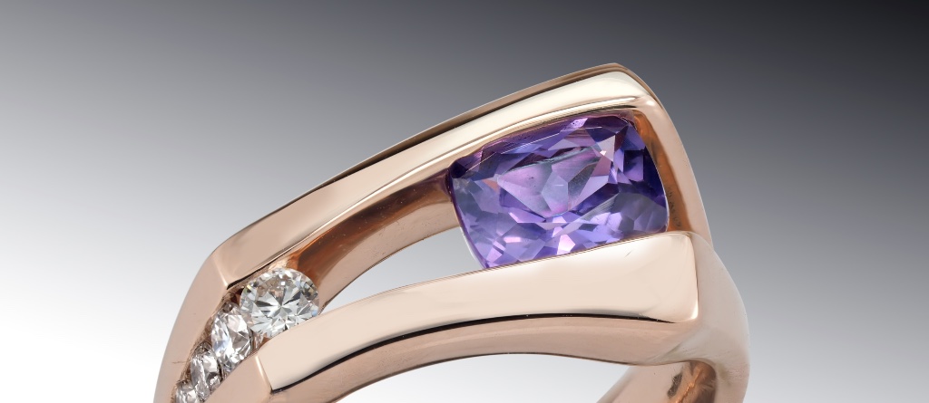Custom Purple Sapphire And Diamond Ring Custom Engagement Rings And Wedding Bands