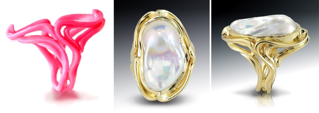Custom Ring Design With Wax Model White Pearl Custom Ring Design With Wax Model White Pearl