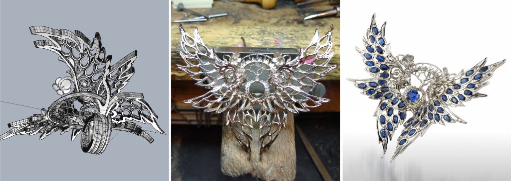 Custom Sapphire Wings Ring Design With Cad-2 Custom Sapphire Wings Ring Design With Cad-2