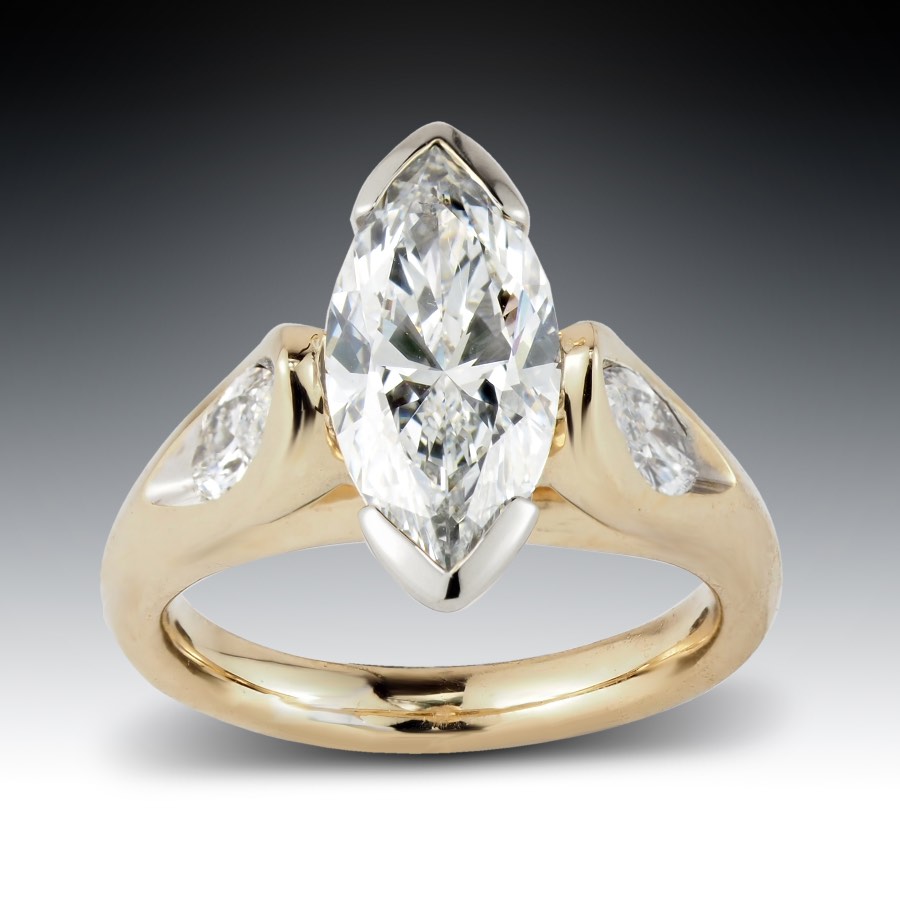 Marquise Diamond Three Stone Engagement Ring