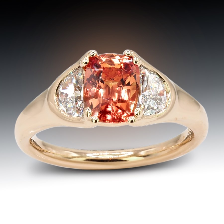 Peach Sapphire And Diamond Ring 2 Peach Sapphire And Diamond Ring-3
