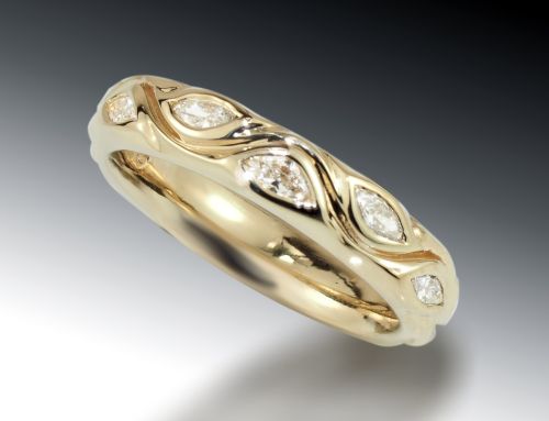 Marquise Diamond 14k Leaf Band
