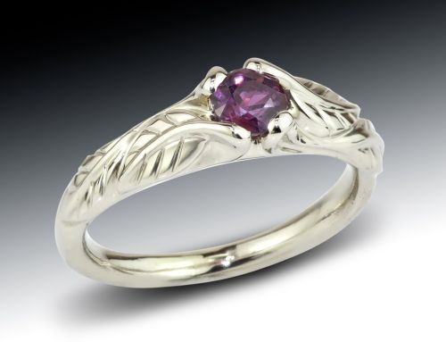 Purple Sapphire Leafy Ring