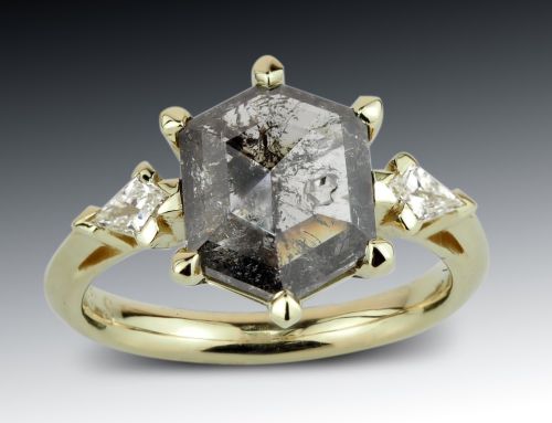 Salt and Pepper Diamond Engagement Ring